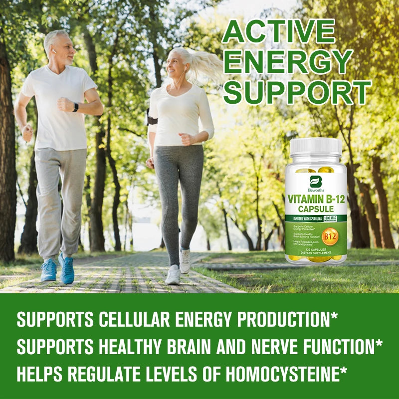 Organic Vitamin B12 Capsules 1000mcg – Energy, Brain & Nerve Support Peaceful Pleasures Health and Wellness