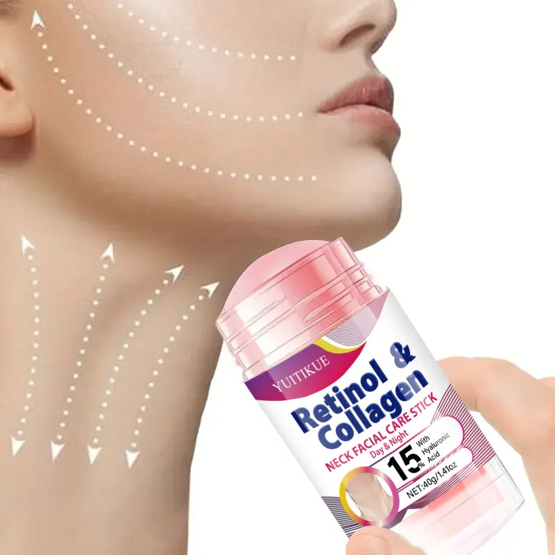 YUITIKUE Retinol Collagen Neck Care Stick 40g - Day Night Hydrating Firming 15% Hyaluronic Acid, Goddess Neck Treatment Peaceful Pleasures Health and Wellness