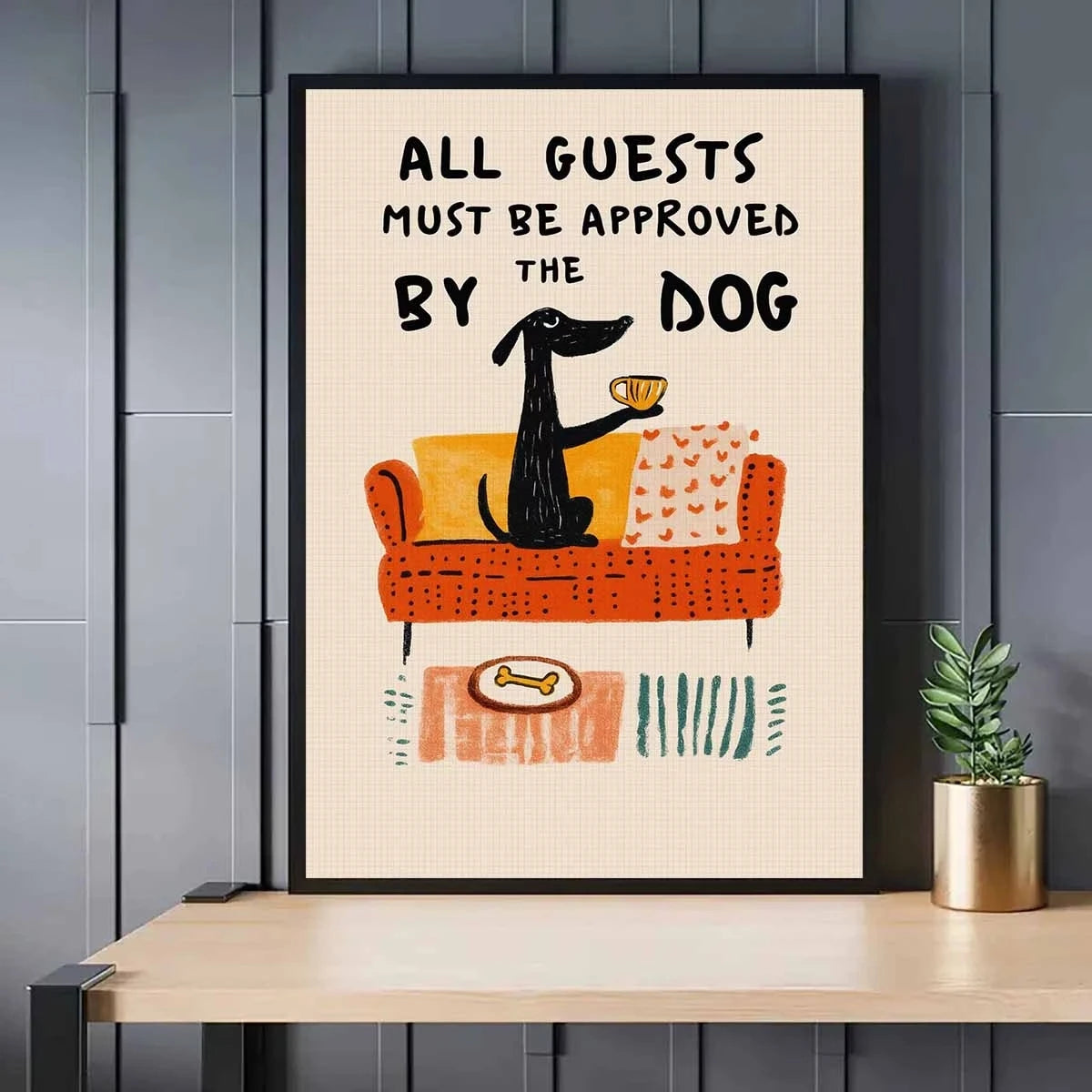 "All Guests Approved By The Dog" Funny Canvas Wall Art Print
