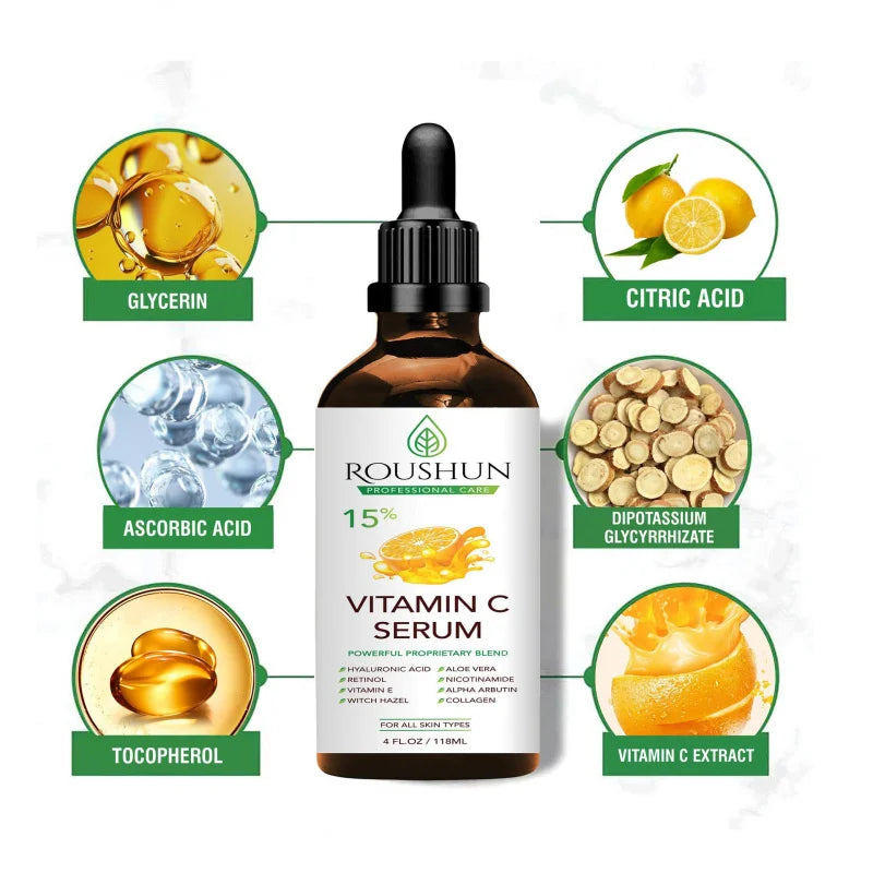 118ml Vitamin C SerumFace Care Skin Care Essence Liquid Hydrating Moisturizing EssenceTO Body, Eye, Face, HandEssential Oil Peaceful Pleasures Health and Wellness