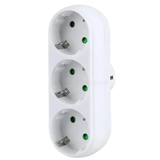 EU 1-to-3 Way Wall Socket Extender | European Plug Adapter Socket Extender Adapter Peaceful Pleasures Health and Wellness 1 to 3 No Switch EU Plug