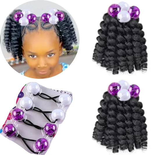 2pcs Large 20MM hair beads ponytail accessorie for kids 7inch box braid elastic hair extension synthetic with big bubbles balls Peaceful Pleasures Health and Wellness purple white China Mainland