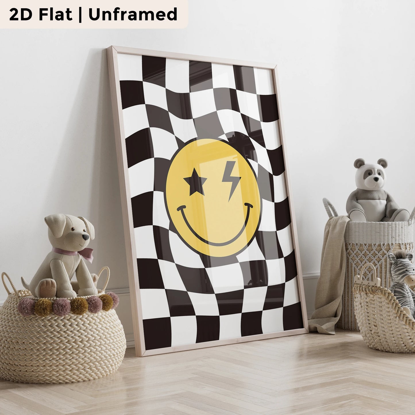 3-Piece Cartoon Smiling Lightning Canvas Wall Art Print Set