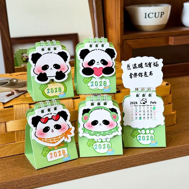 2026 Year Cartoon Panda Calendar Desktop Mini Calendar Clock in Program Student Rewards Creative Gifts Desk Accessories decor Peaceful Pleasures Health and Wellness