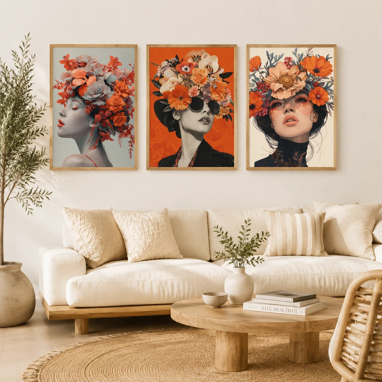 Nordic Canvas Wall Art – Woman & Flowers Vintage Poster Print Canvas Wall Art Peaceful Pleasures Health and Wellness