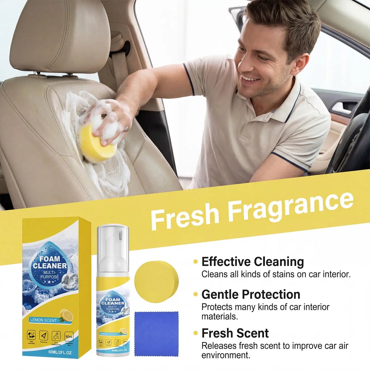60ml Multi-Purpose Foam Cleaner | Car, Home & Kitchen