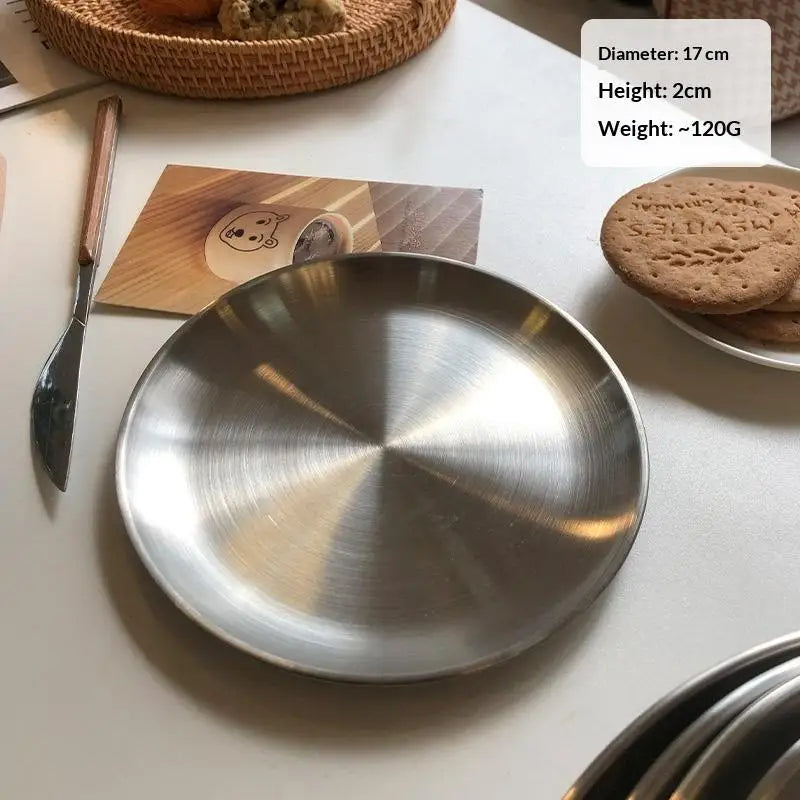 Stainless Steel Round Serving Tray | Rustproof, 6 Sizes