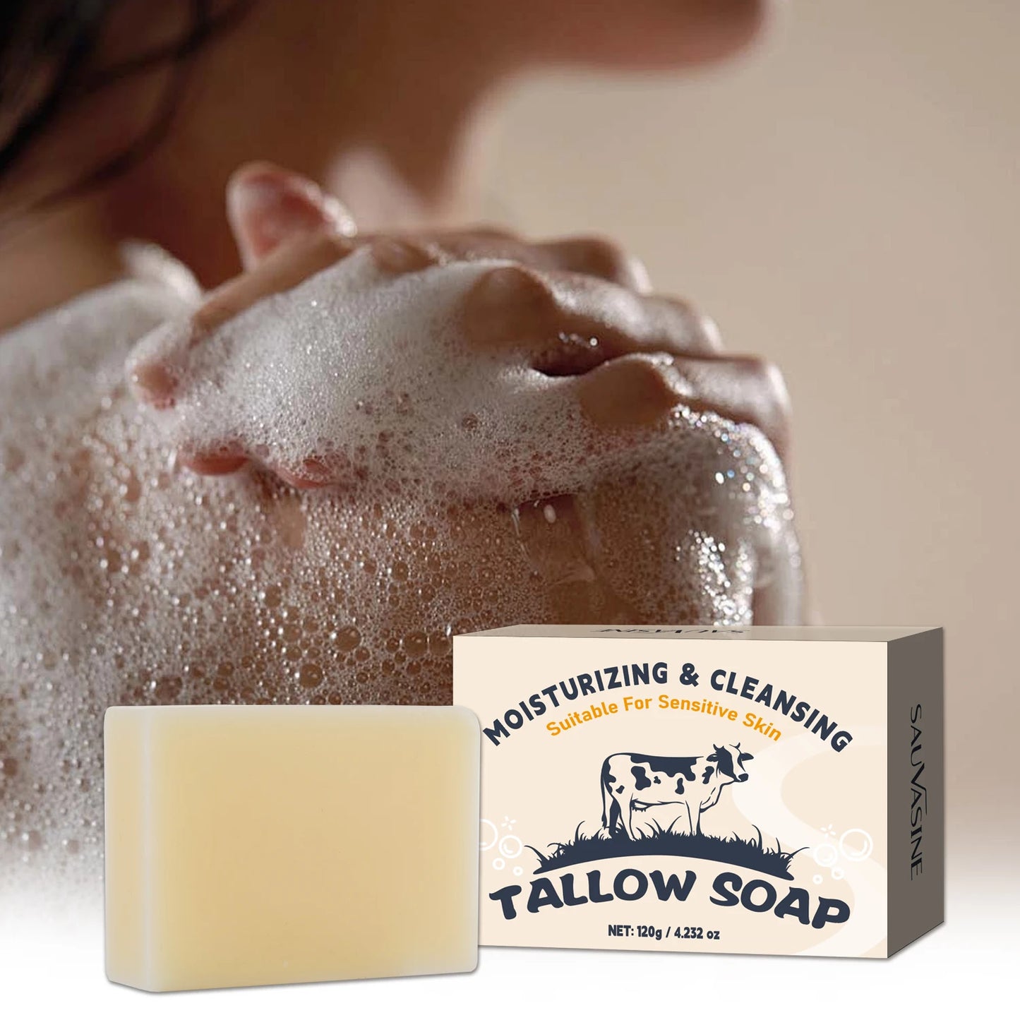 Handmade Beef Tallow Soap Bar 120g – Face & Body Sensitive Skin