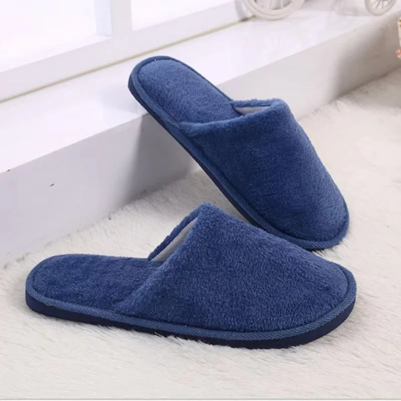 Men's Plush Non-Slip House Slippers | Soft Cotton Indoor Shoes