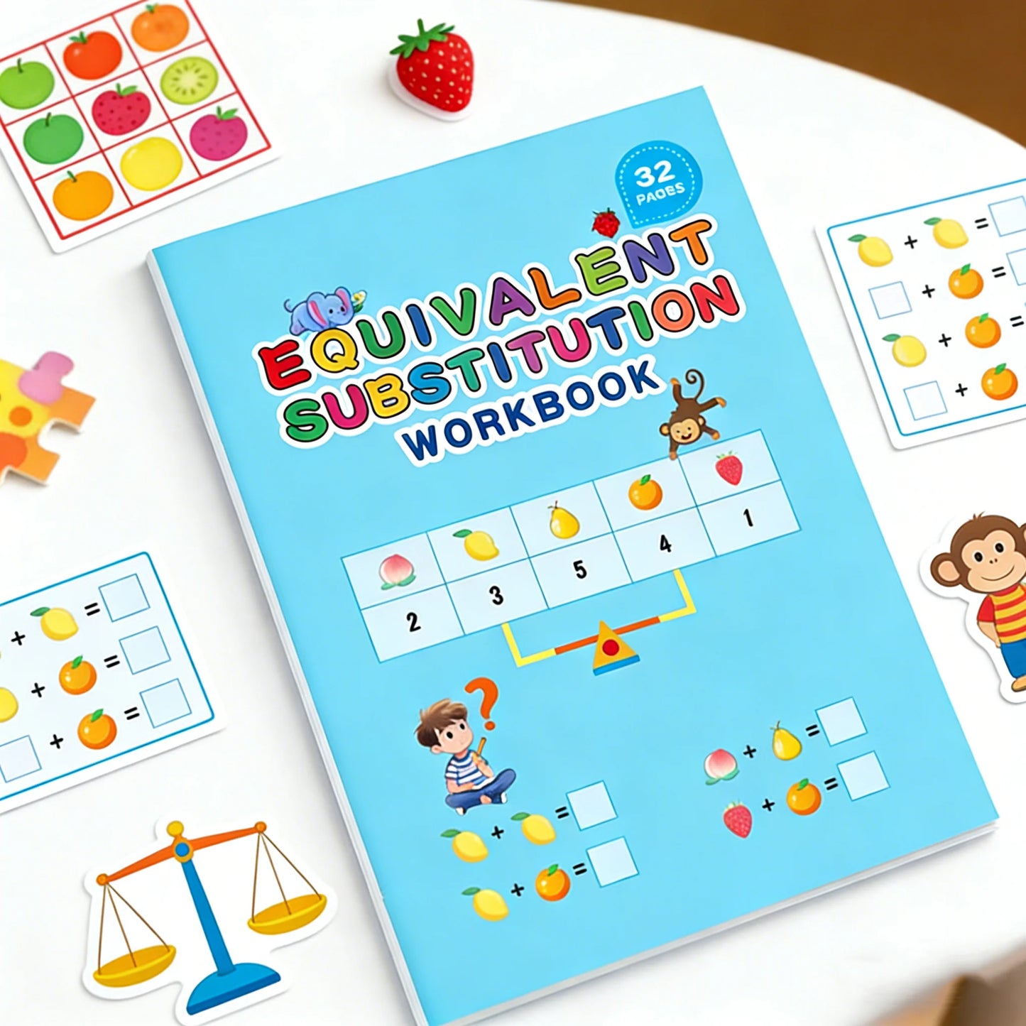 32 Pages Equivalent Substitution Workbook Kids Math Logic Problem