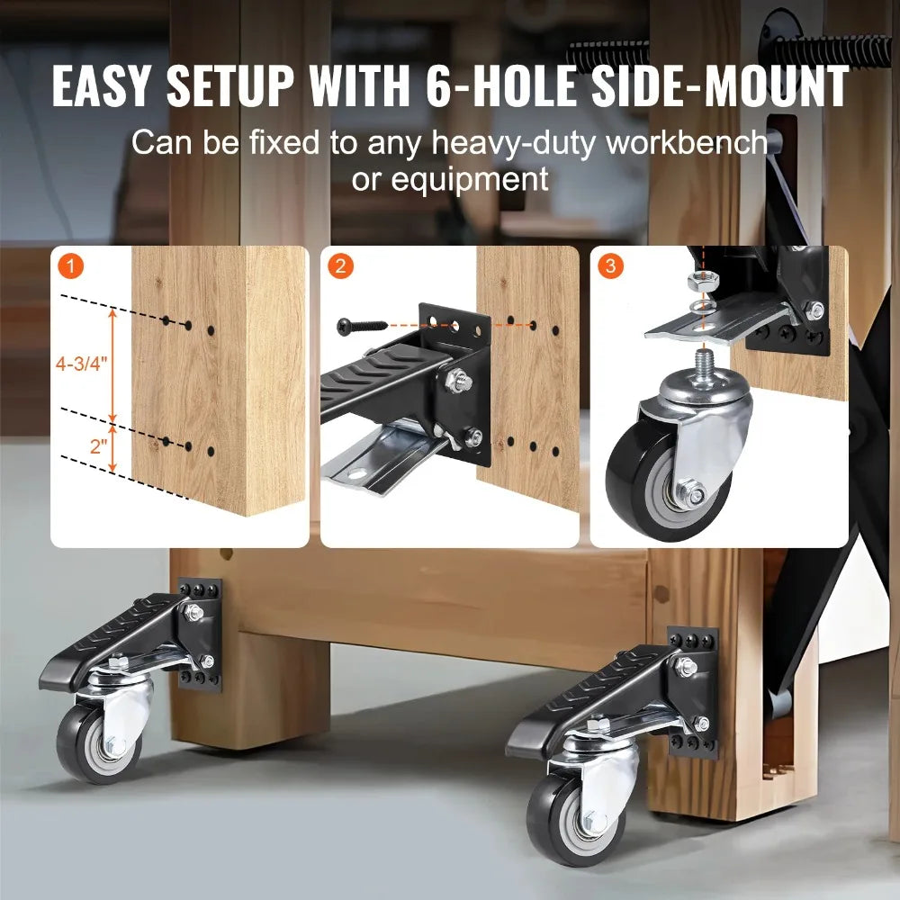 165 lbs Retractable Workbench Caster Wheel | 2.5" 360° Swivel