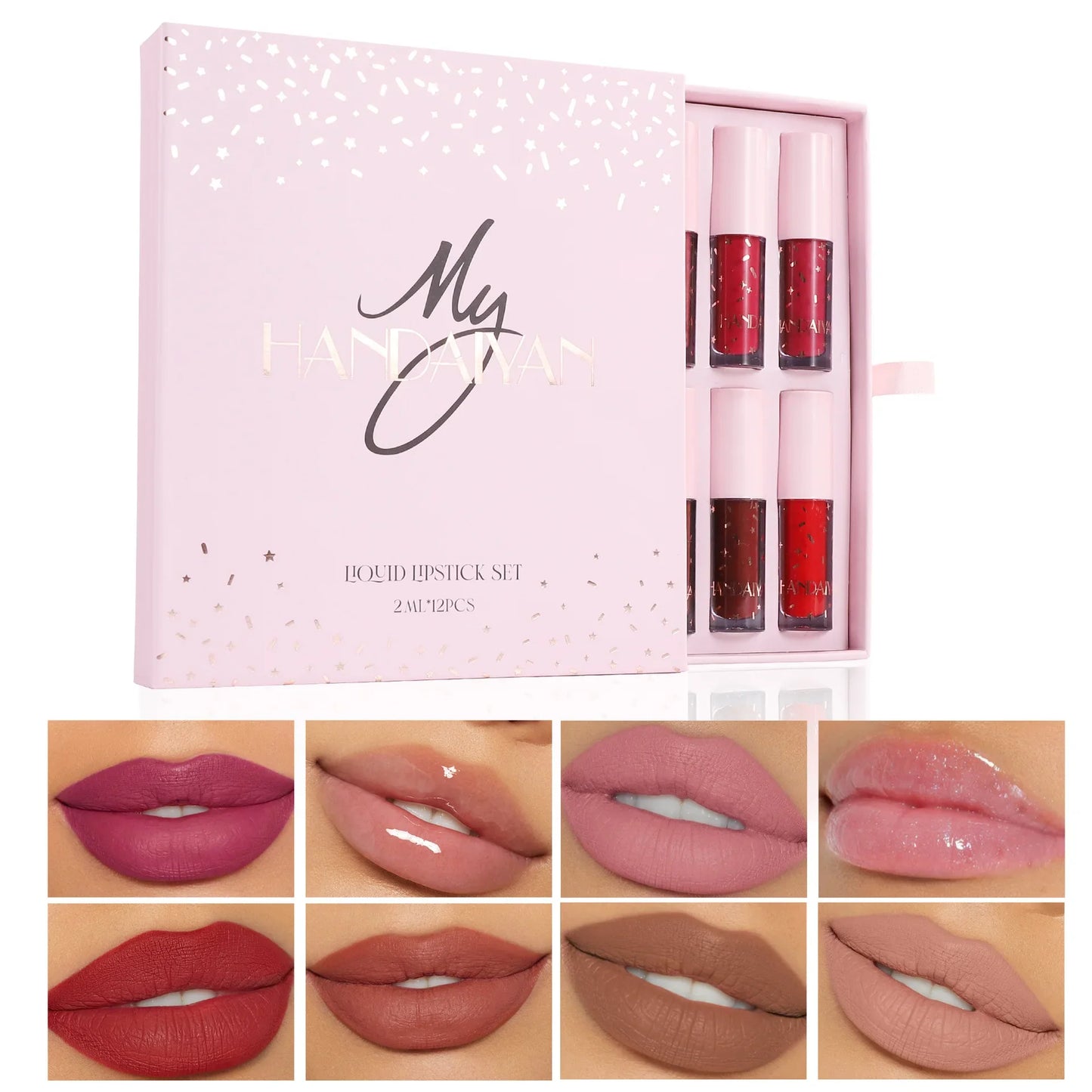 Handaiyan 12-Color Matte Lipstick & Lip Gloss Set – Waterproof