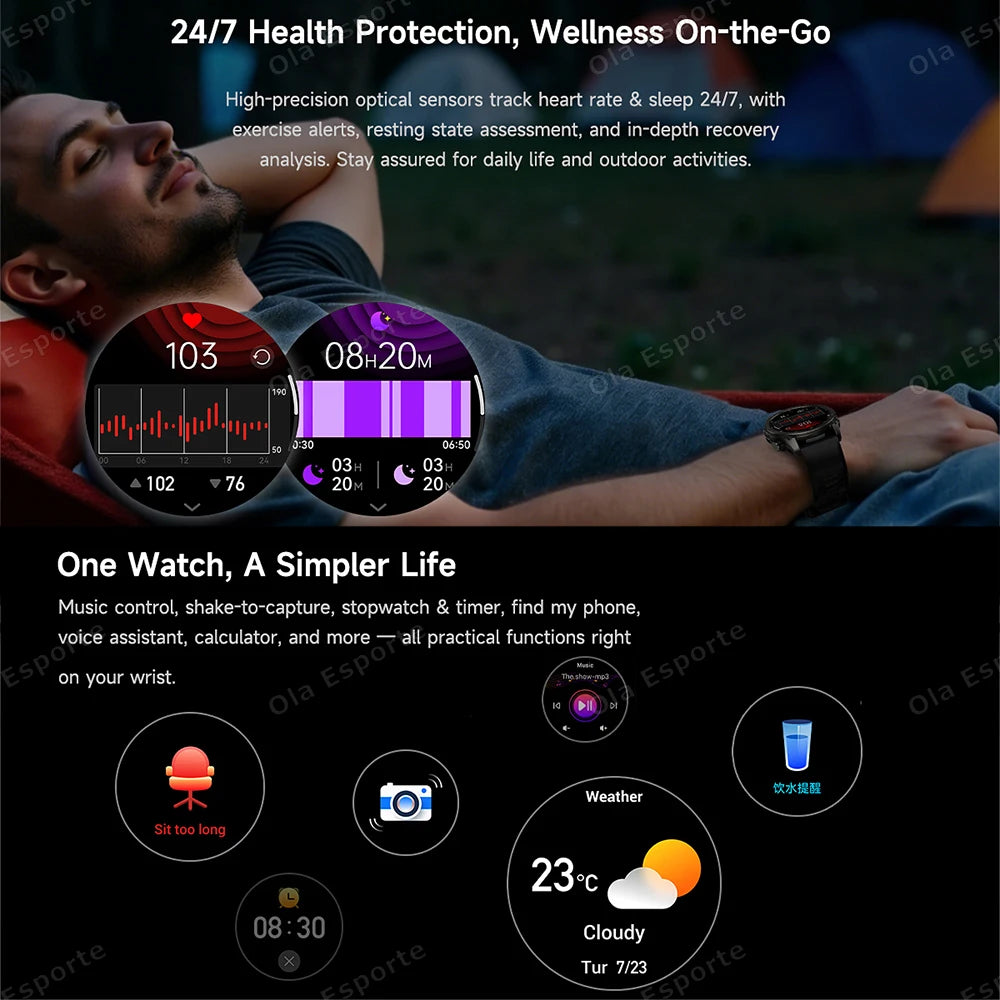 Ola Esporte HW12 Military Smart Watch | AMOLED Bluetooth Call