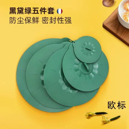 Reusable Silica Gel Spill Stopper Cover Universal Silicone Food Bowl Pot Lid Silicone Cover Pan Cooking Kitchen Accessories DC05 Peaceful Pleasures Health and Wellness 5PCS-Green