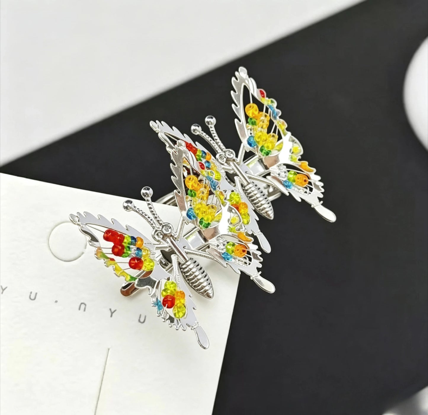 1/2pc 3D Movable Butterfly Shaped Hair Clip Metal Hollow Metallic Flying Butterfly Barrette Kit Hair Accessories silver gold Peaceful Pleasures Health and Wellness Silver 2pcs