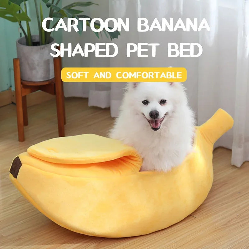 Banana Cat Bed – Cozy Plush Pet House for Cats & Dogs