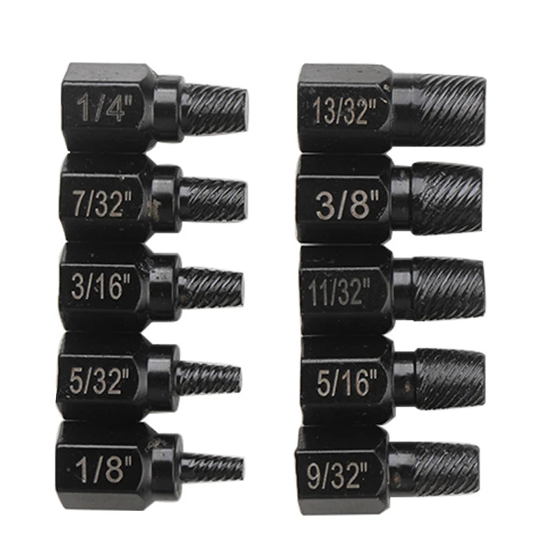 10Pcs Multi-Spline Screw Extractor Screw Extractor Kit Alloy Steel Damaged Screw Remover Set Easy Out Drill Bit Screws Bolt Stud Peaceful Pleasures Health and Wellness