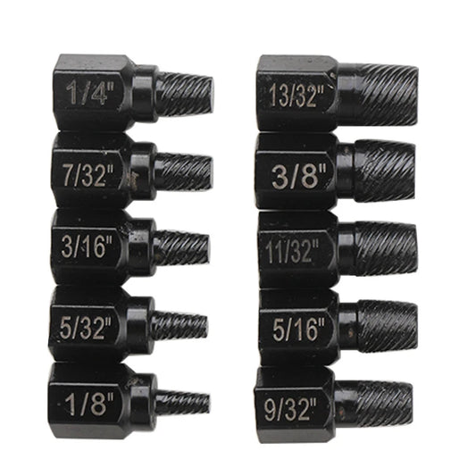 10Pcs Multi-Spline Screw Extractor Screw Extractor Kit Alloy Steel Damaged Screw Remover Set Easy Out Drill Bit Screws Bolt Stud Peaceful Pleasures Health and Wellness