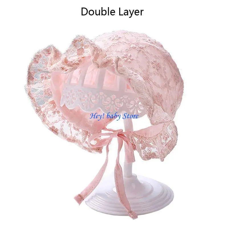 Lace Newborn Baby Sun Hat | Soft Cotton Bonnet 0–6 Months