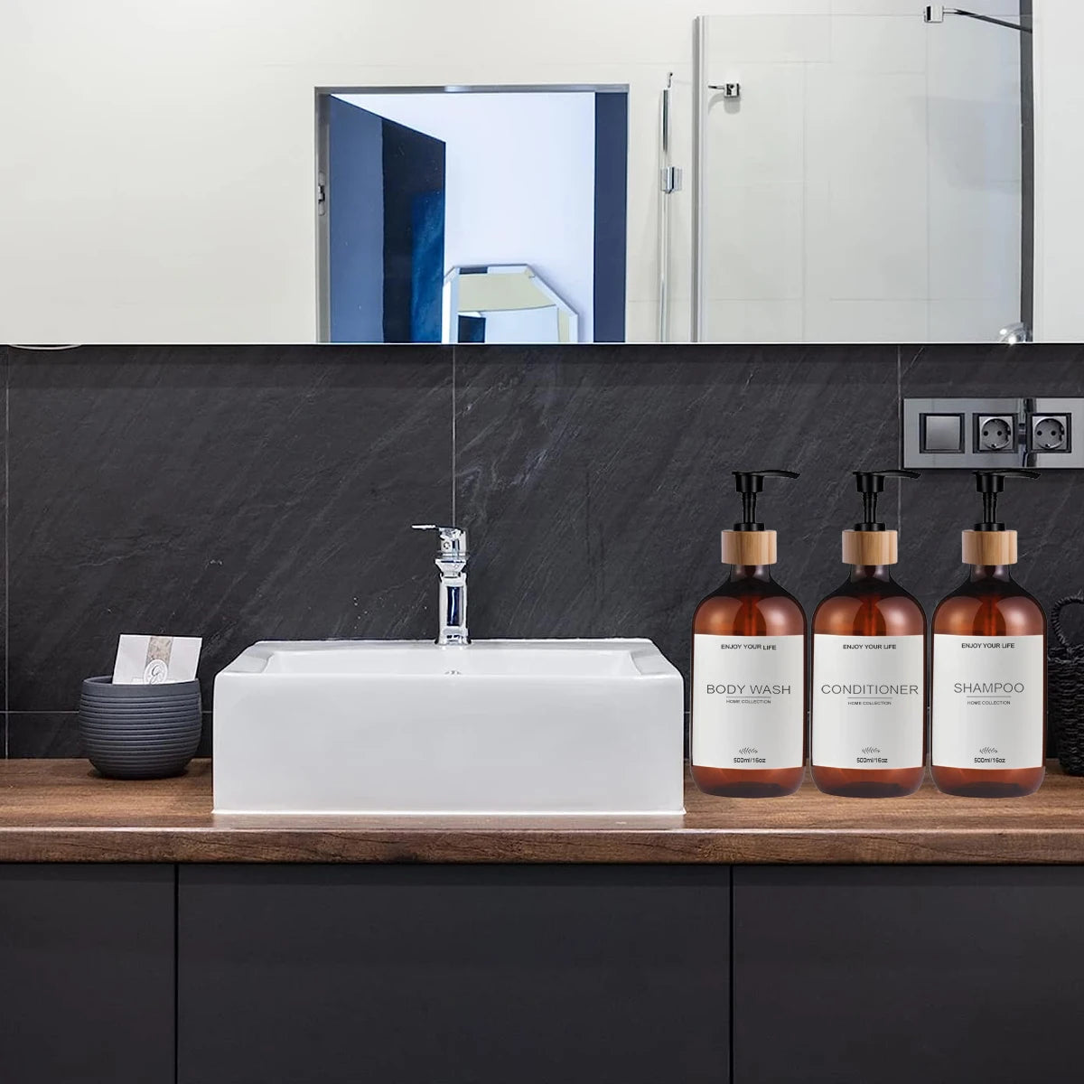 500ml Shampoo and Conditioner Bottles Dispenser 3 Pack Soap Shampoo Dispenser Bottles with Pump Conditioner Shower Container Peaceful Pleasures Health and Wellness