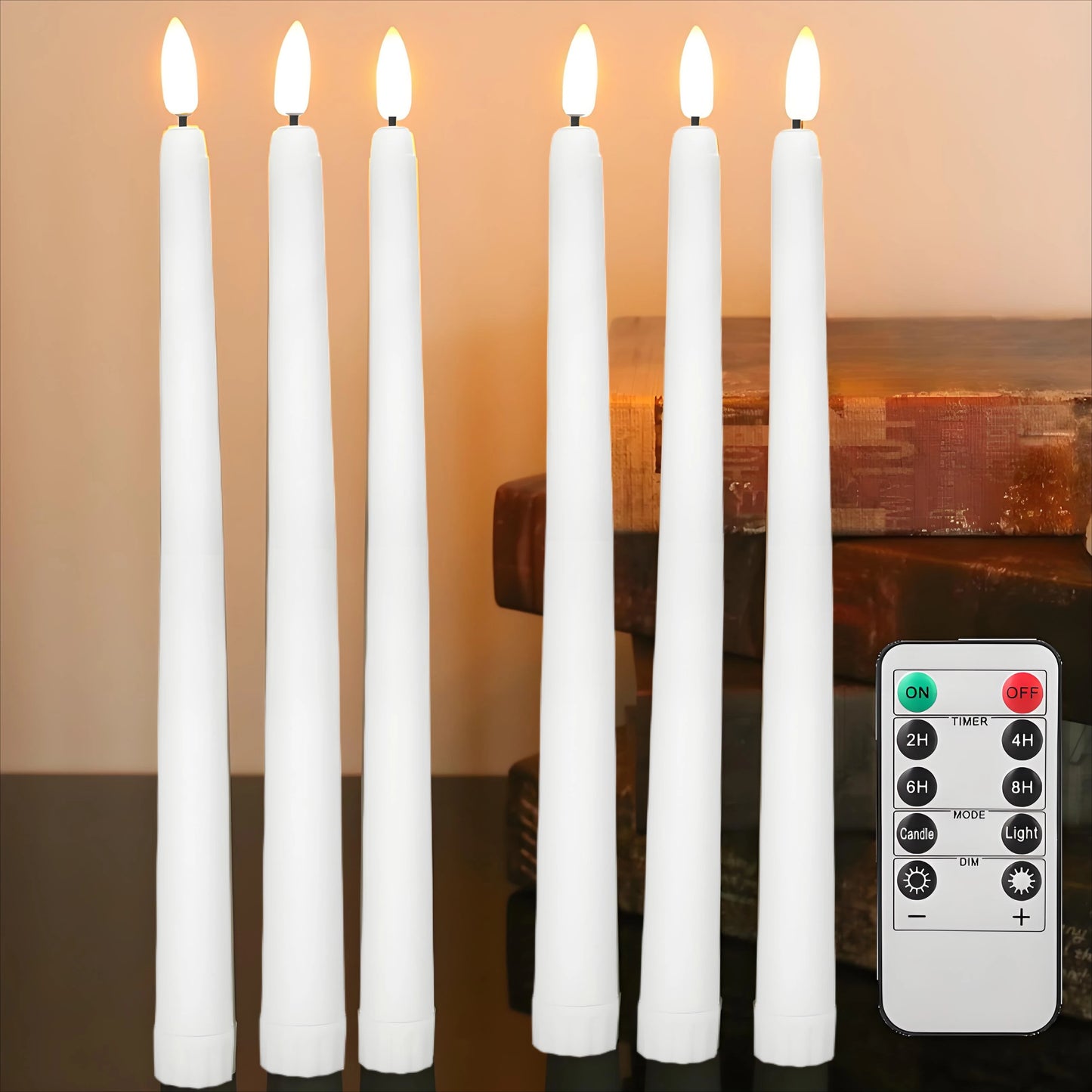Flameless Taper Candles with Remote Flickering LED Taper Candles Battery Operated Candlesticks for Wedding Christmas Thanksgivin Peaceful Pleasures Health and Wellness White 6Pcs per Set