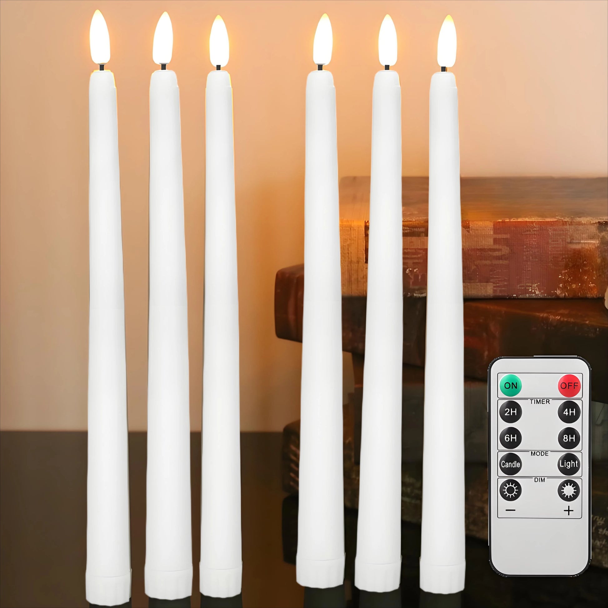 Flameless Taper Candles with Remote Flickering LED Taper Candles Battery Operated Candlesticks for Wedding Christmas Thanksgivin Peaceful Pleasures Health and Wellness White 6Pcs per Set