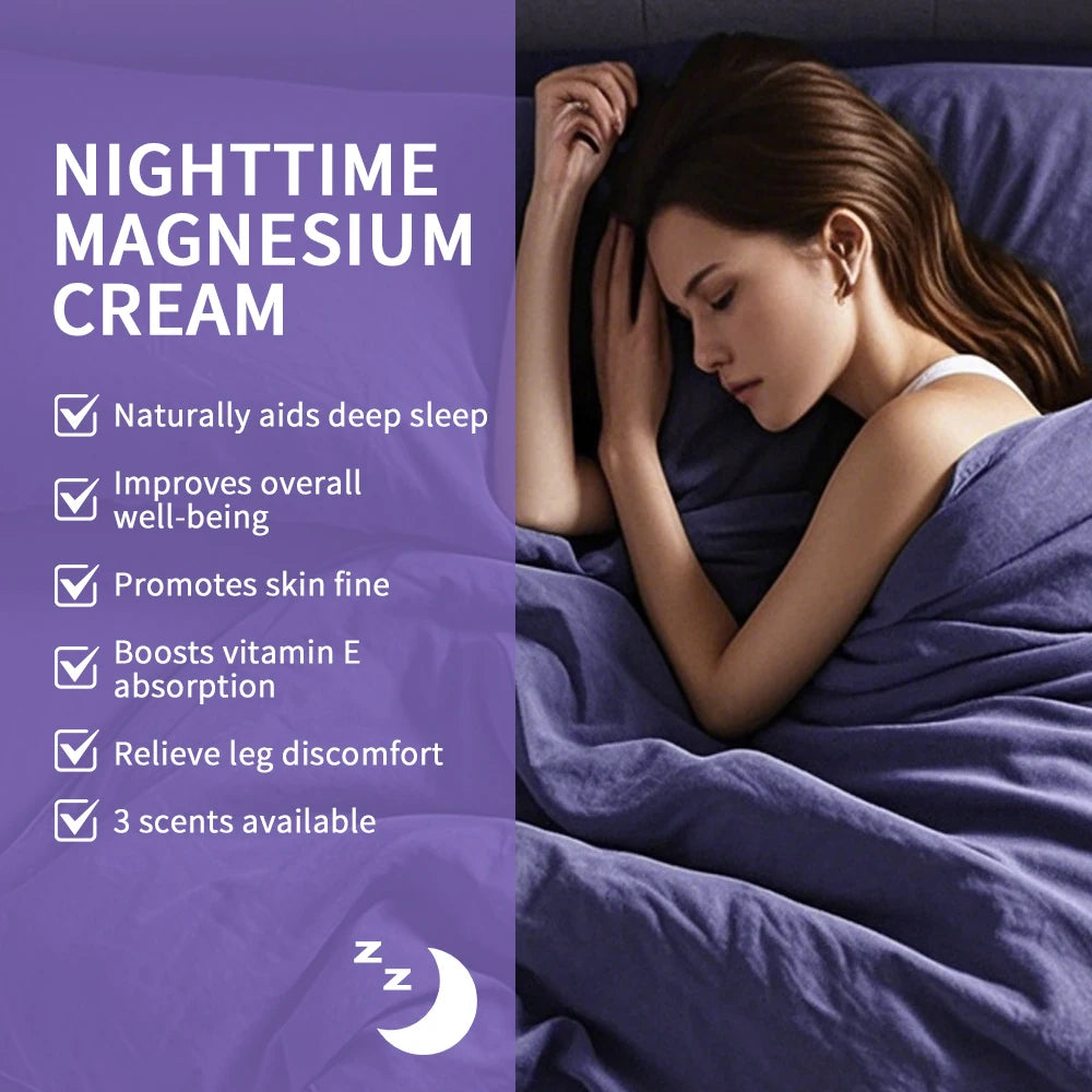 Magnesium Lotion Nighttime Magnesium Cream Lavender Legs Arms Chest Care Natural Aid for Deep Sleep Moisturizer After-sun repair Peaceful Pleasures Health and Wellness