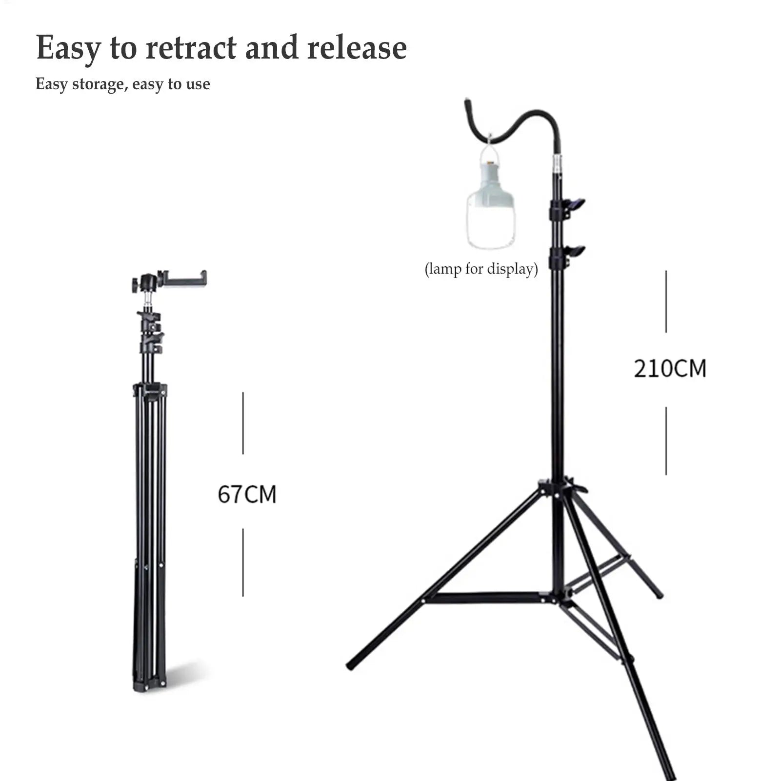 2m Light Stand Folding Telescoping Tripod Adjustable Lightweight Aluminium Floor Lamp Holder Tripod Outdoor Camping Accessories Peaceful Pleasures Health and Wellness