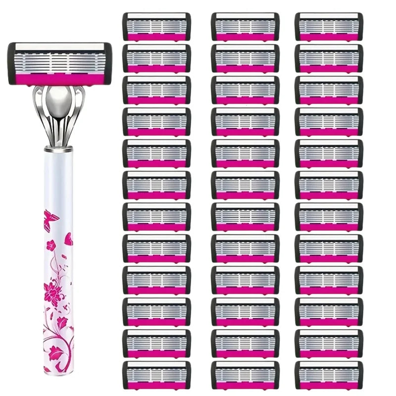 Men's 6-Blade Reusable Razor with Replaceable Head