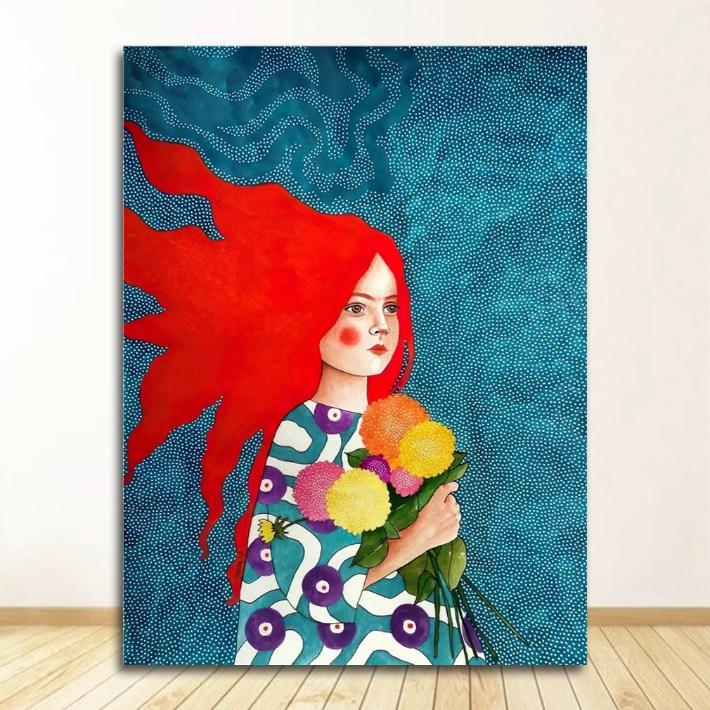Nordic Characters Colorful Canvas Wall Art Print | Unframed Poster