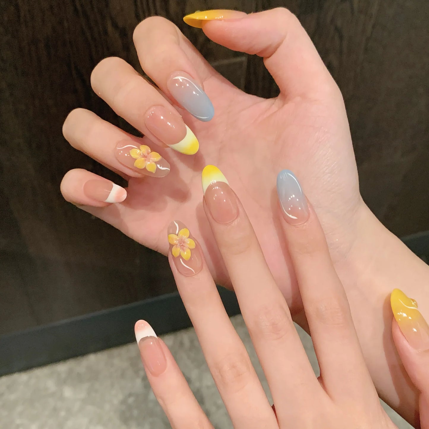 10pcs Handmade Pink French Press on Nails Shiny Cat Eye Petal Design False Nails Wearable Full Cover French Oval False Nail Tips Peaceful Pleasures Health and Wellness