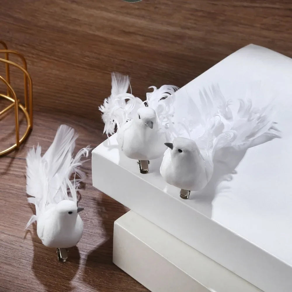 Artificial Pigeon Birds Fake Doves Simulation Feather Pigeon Christmas Tree Wedding Party Craft Ornaments Home Living Room Decor Peaceful Pleasures Health and Wellness