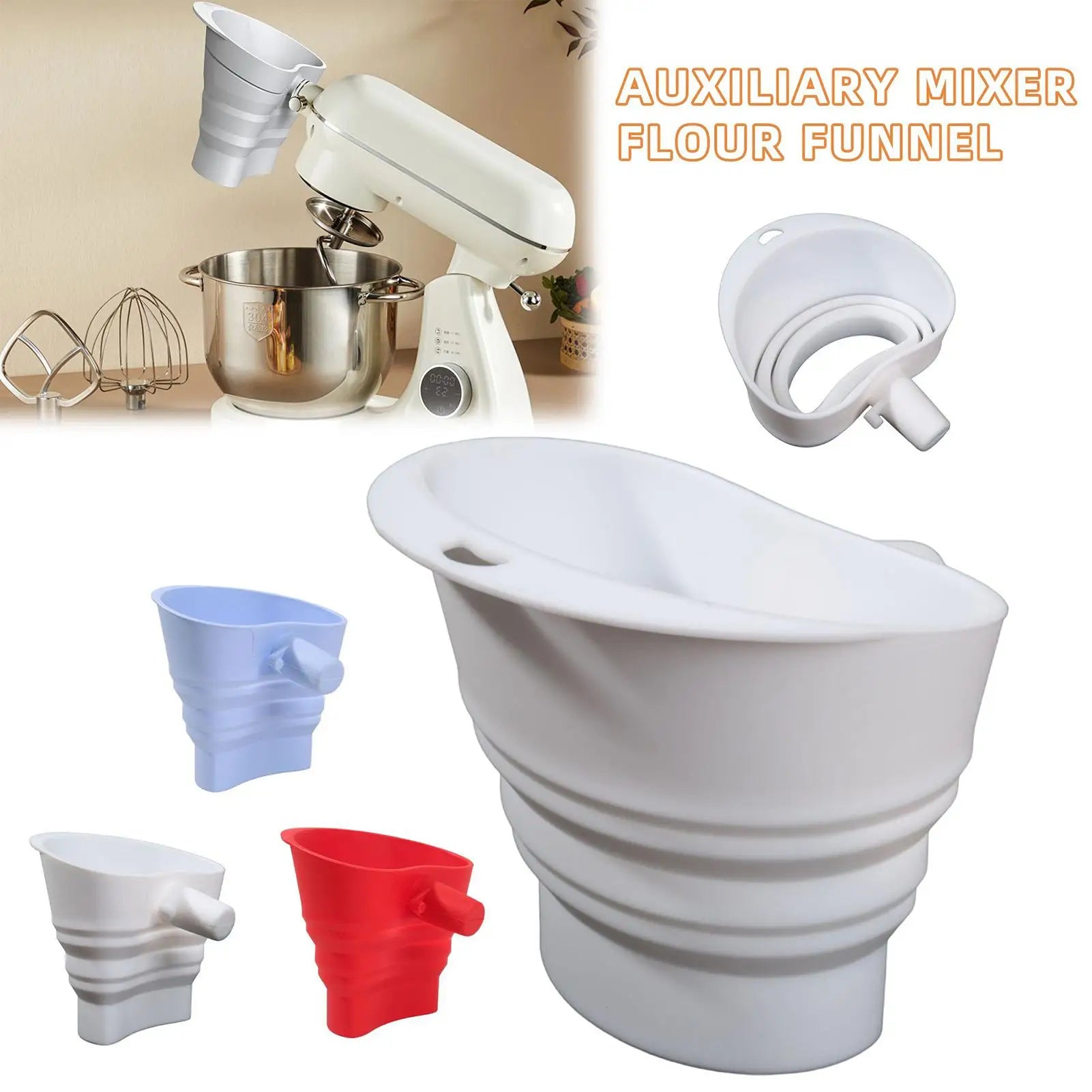 5-Quart Stand Mixer Funnel Attachment 1PC Splash-Guard & Pouring Spout In One, Dishwasher Safe Silicone For Flour, Sugar Peaceful Pleasures Health and Wellness