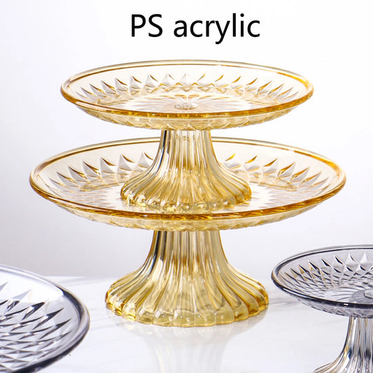 Round Cake Stand Serving Tray Shatter-proof Dessert Plate with Stand for Party Decorating Supplies Peaceful Pleasures Health and Wellness