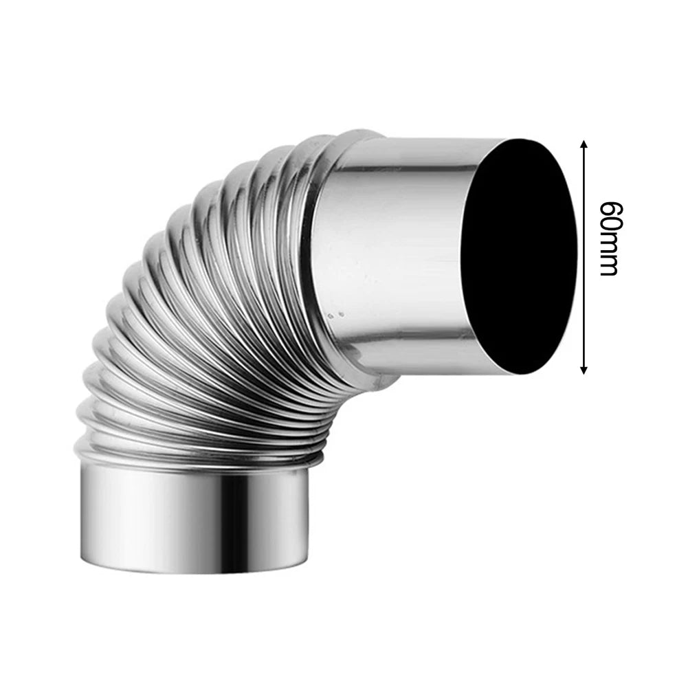 50- Stainless Steel Flue Pipe 90 Degree Elbow Stoves Fireplaces