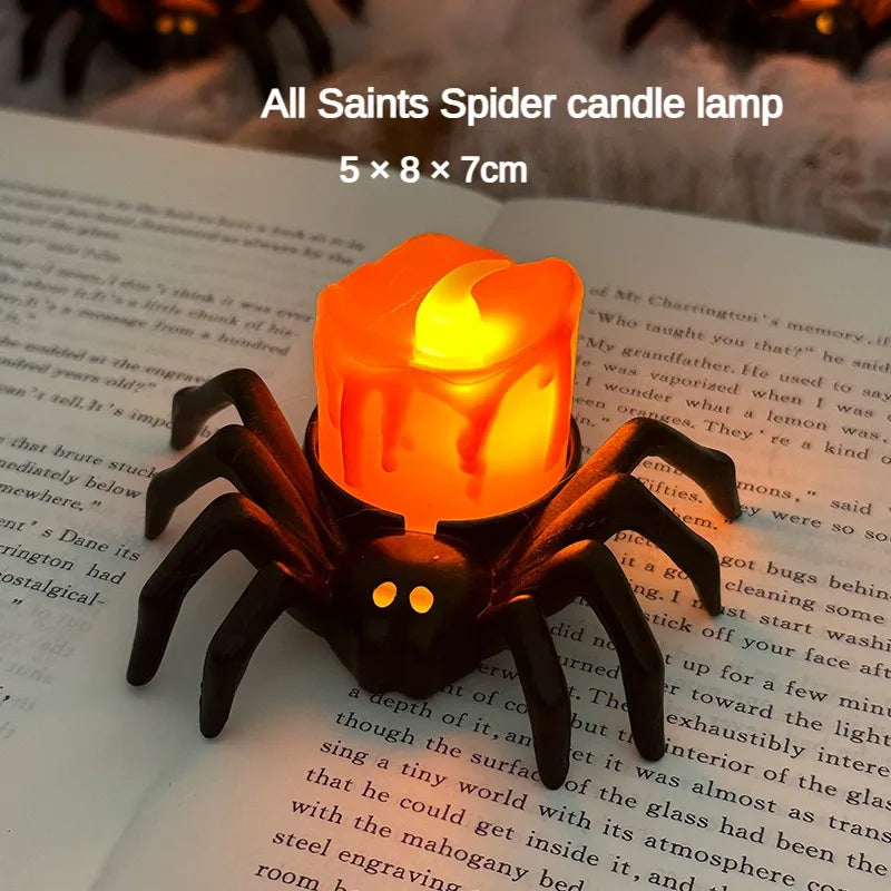 Halloween Spider LED Tea Lights – Flameless Battery Candle Holders