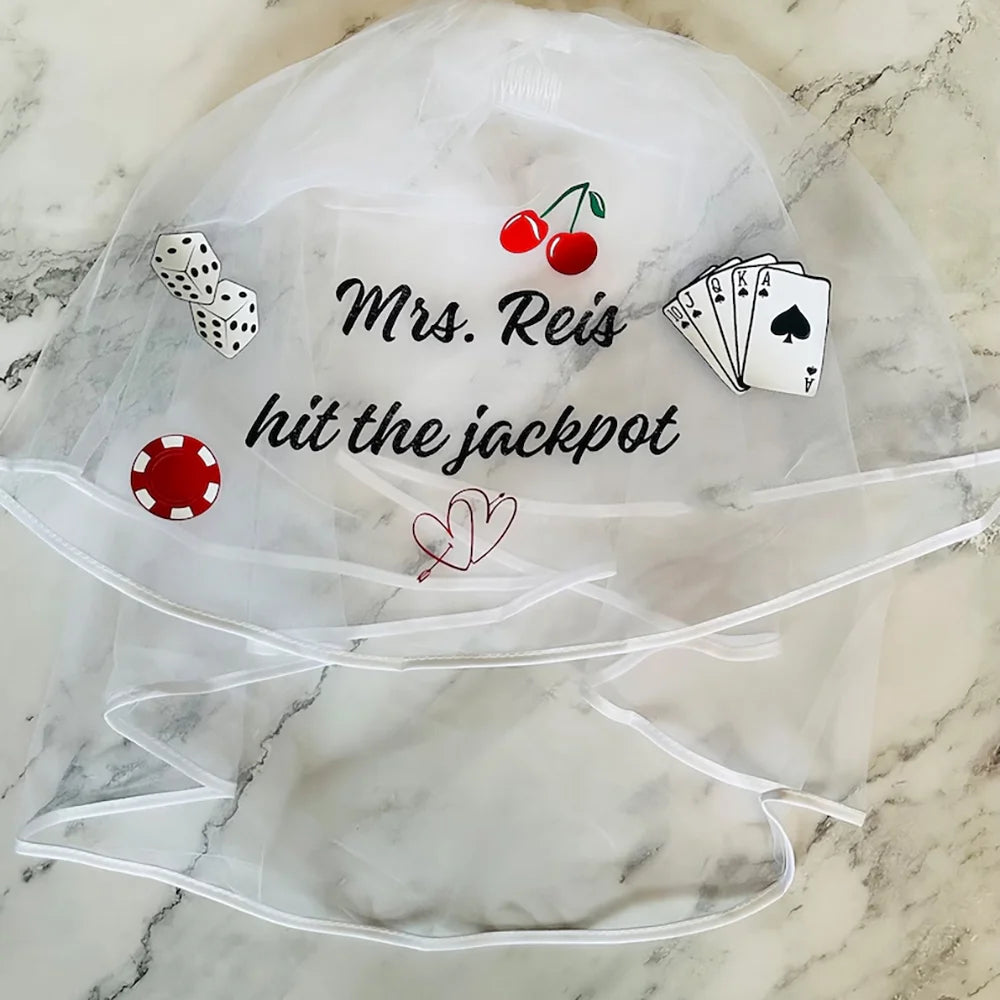 Personalized Bride To Be Bachelorette Veil | Vegas Jackpot Bridal
