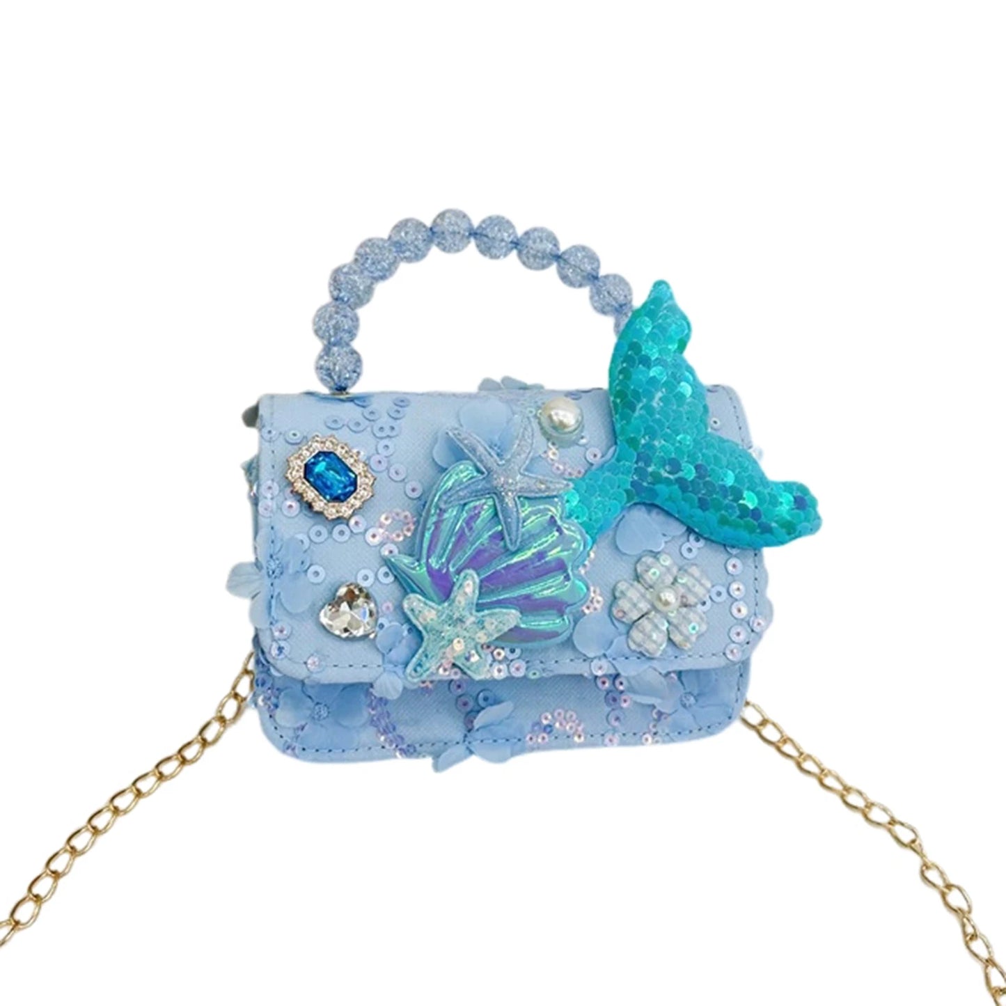Girls Pearl Handbag New Mini Crossbody Shoulder Bag Style Purse for Kids Birthday Party Gift Lightweight PU Leather Peaceful Pleasures Health and Wellness Blue
