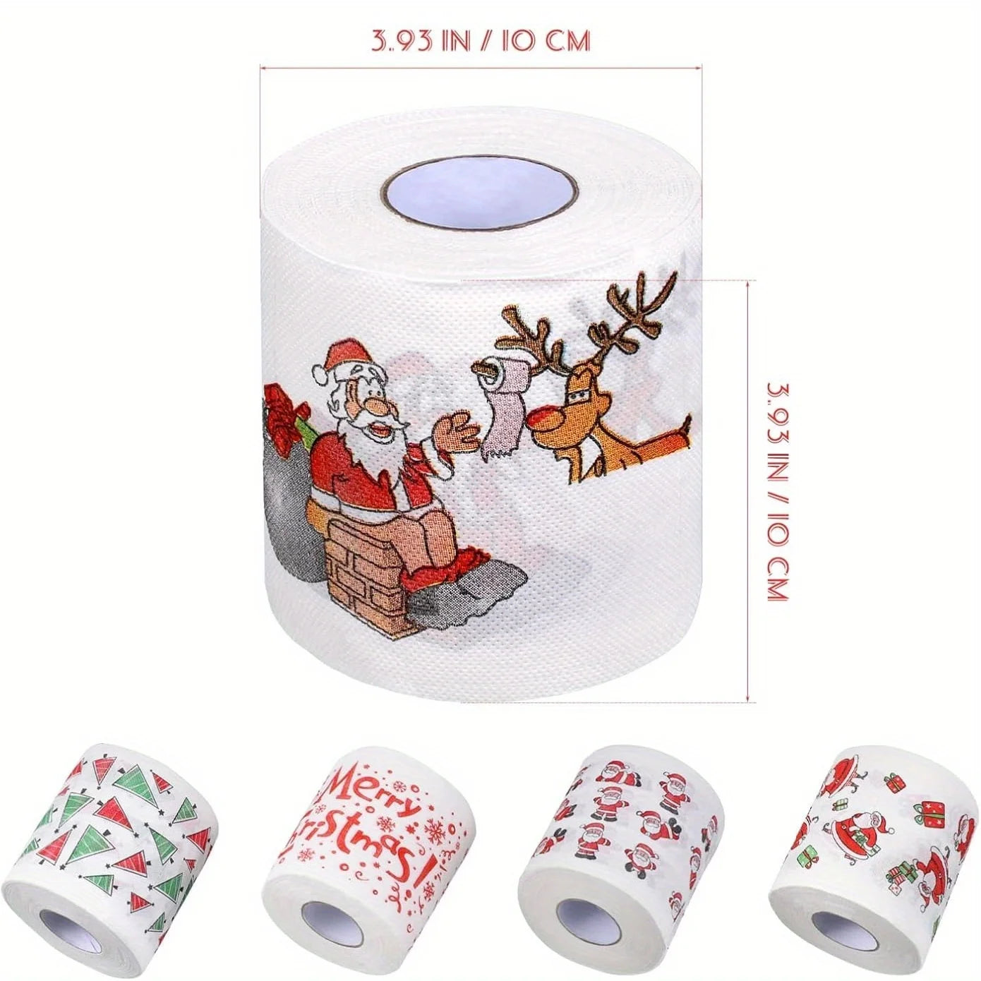 1Roll Christmas-themed Toilet Paper Santa Claus Festive Design