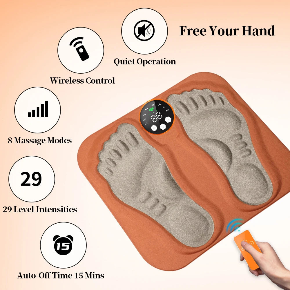 3D Smart Foot Massage Pad RF Remote Feet Massager 8 Modes 29 Levels Improve Blood Circulation Relax Muscles Slim Legs Foot Pad Peaceful Pleasures Health and Wellness