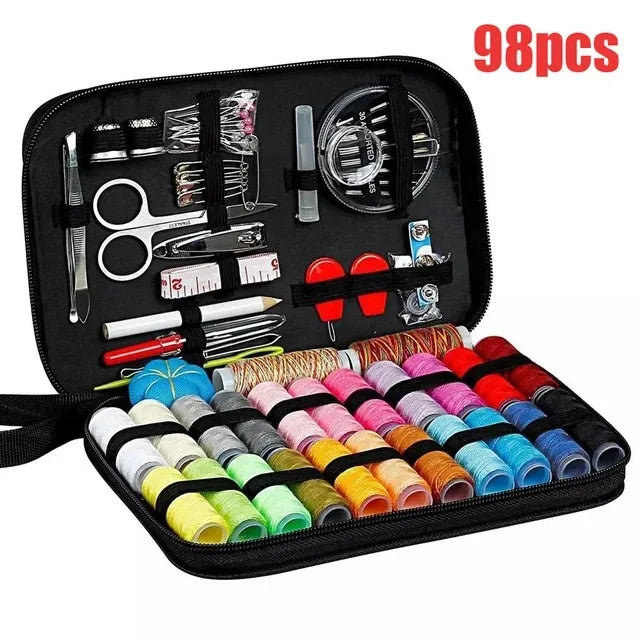 Sewing Kits DIY Multi-function Sewing Box Set for Hand Quilting Stitching Embroidery Thread Sewing Accessories Sewing Kits Peaceful Pleasures Health and Wellness 98pcs
