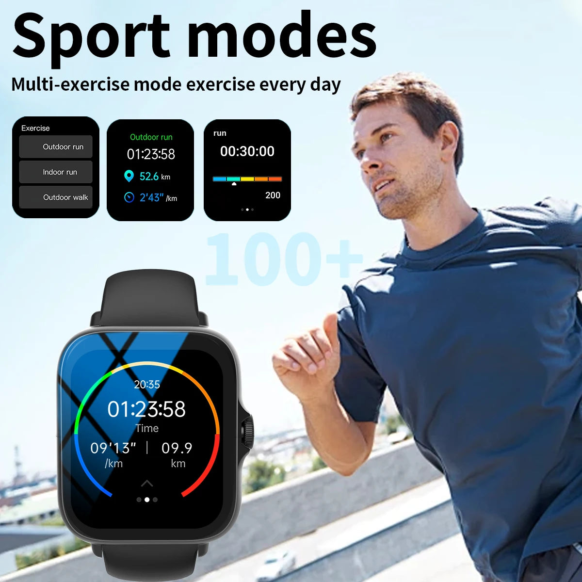 LOMAXFR 1.68" Unisex Smart Watch – Calls, Fitness & Music