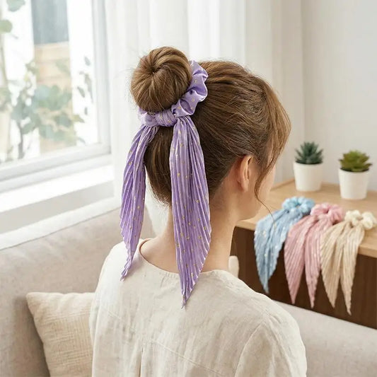 Handmade Retro Ribbon Scrunchie – Women's Crease Hair Tie Ribbon Scrunchie Oasis Select