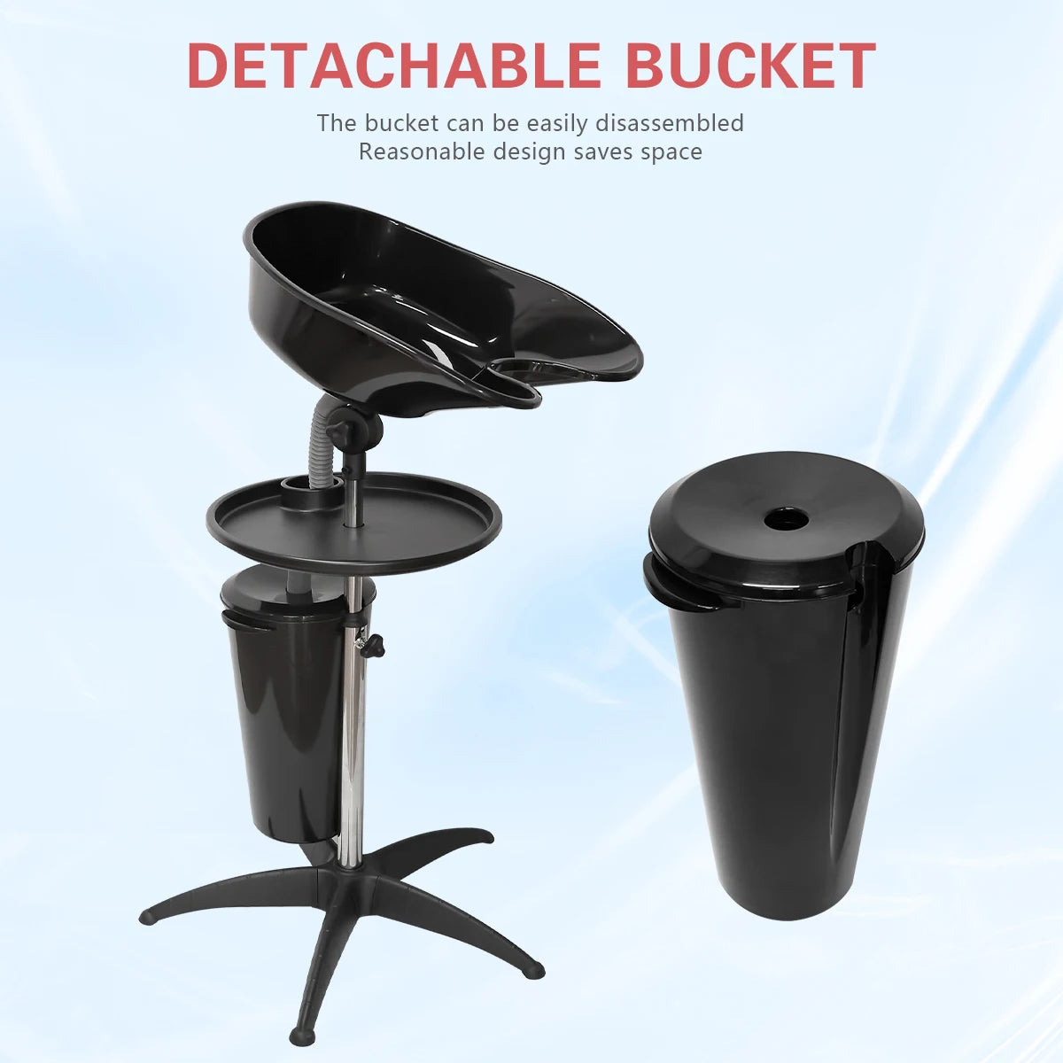 Portable Shampoo Bowl Height Adjustable Hairdresser Sink Mobile Hair Wash Basin Backwash Shampoo Basin Salon Barber Shop Tools Peaceful Pleasures Health and Wellness
