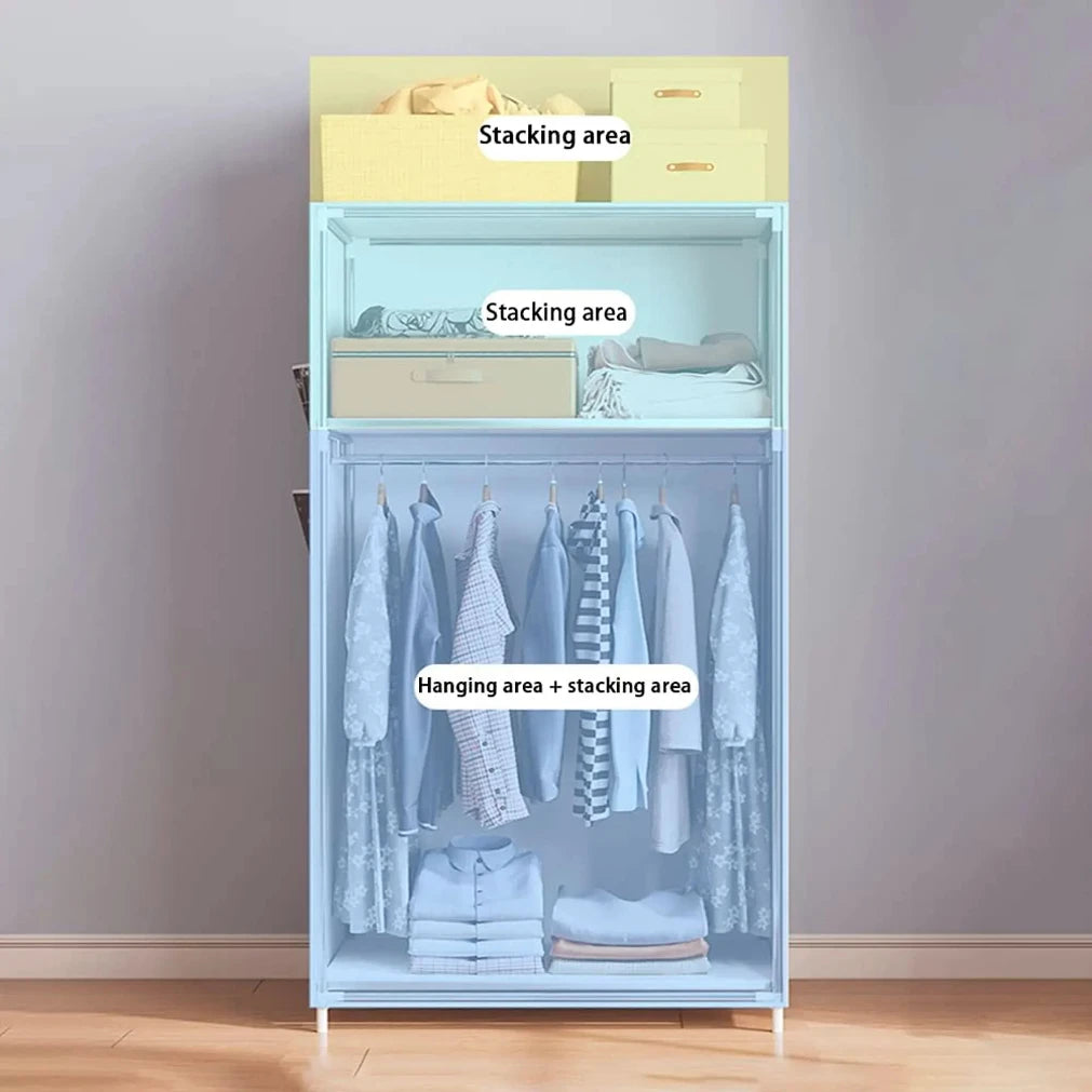 Fabric Wardrobe Organizer with Side Pockets 160x70x45cm