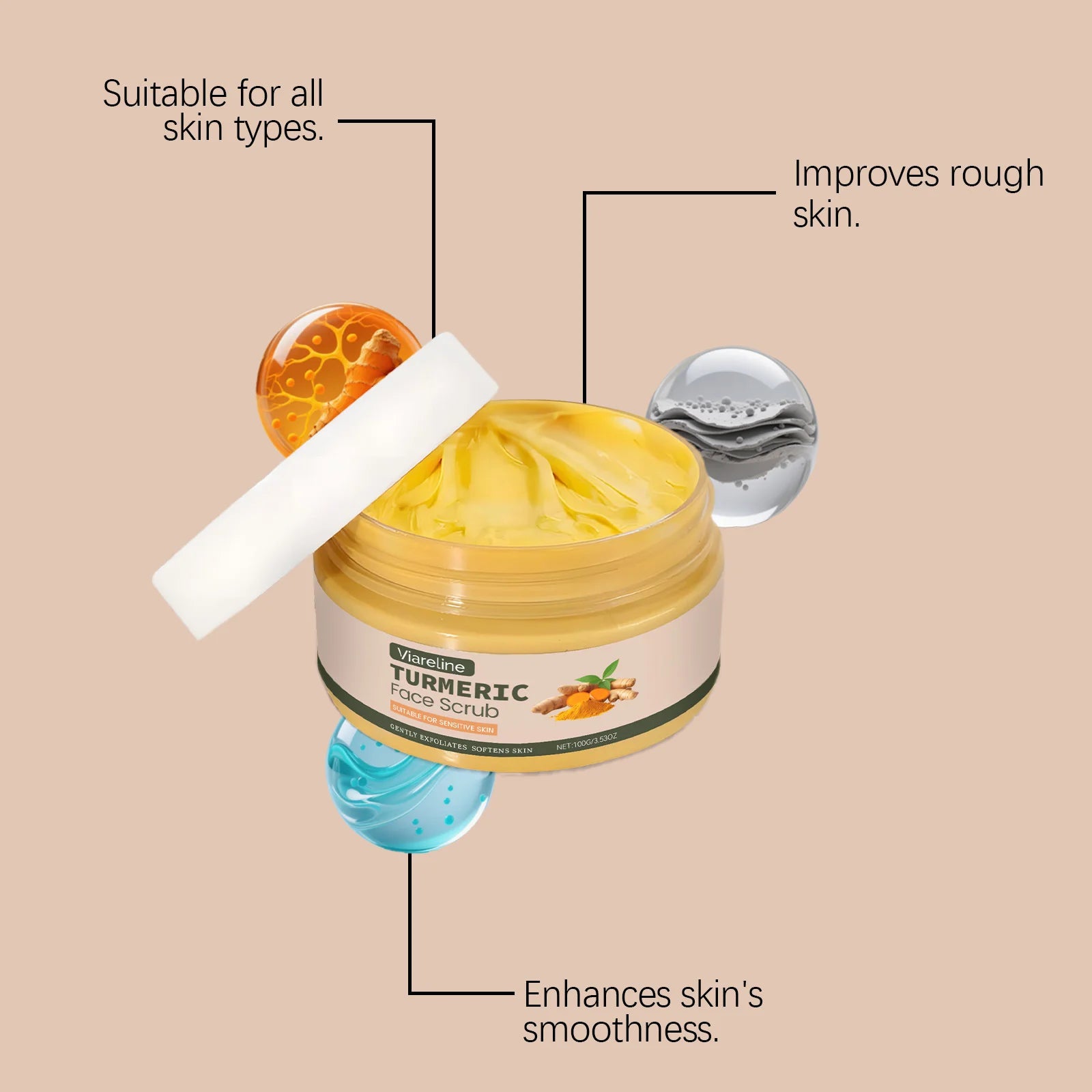 Turmeric Facial Exfoliating Scrub Remove Dead Skin Brightening Shrink Pores Moisturizing Repair Smoothing Facial Cleansing Scrub Peaceful Pleasures Health and Wellness