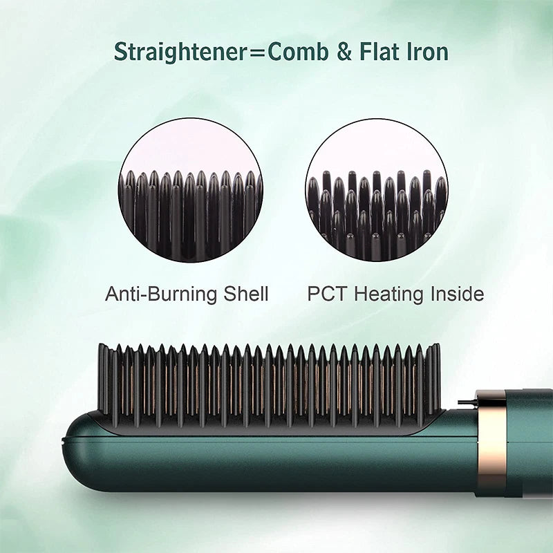 Electric Hair Straightening Brush Fast Heating Hot Comb Brush Negative Ion Hair Straightening Comb Peaceful Pleasures Health and Wellness