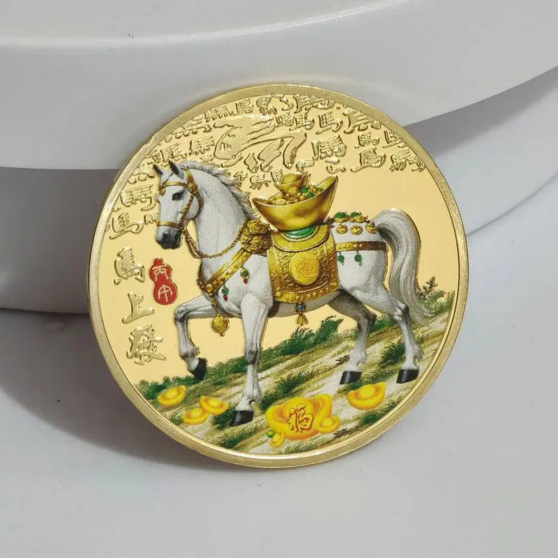 2026 Year of the Horse Commemorative Coin 40mm Gold & Silver