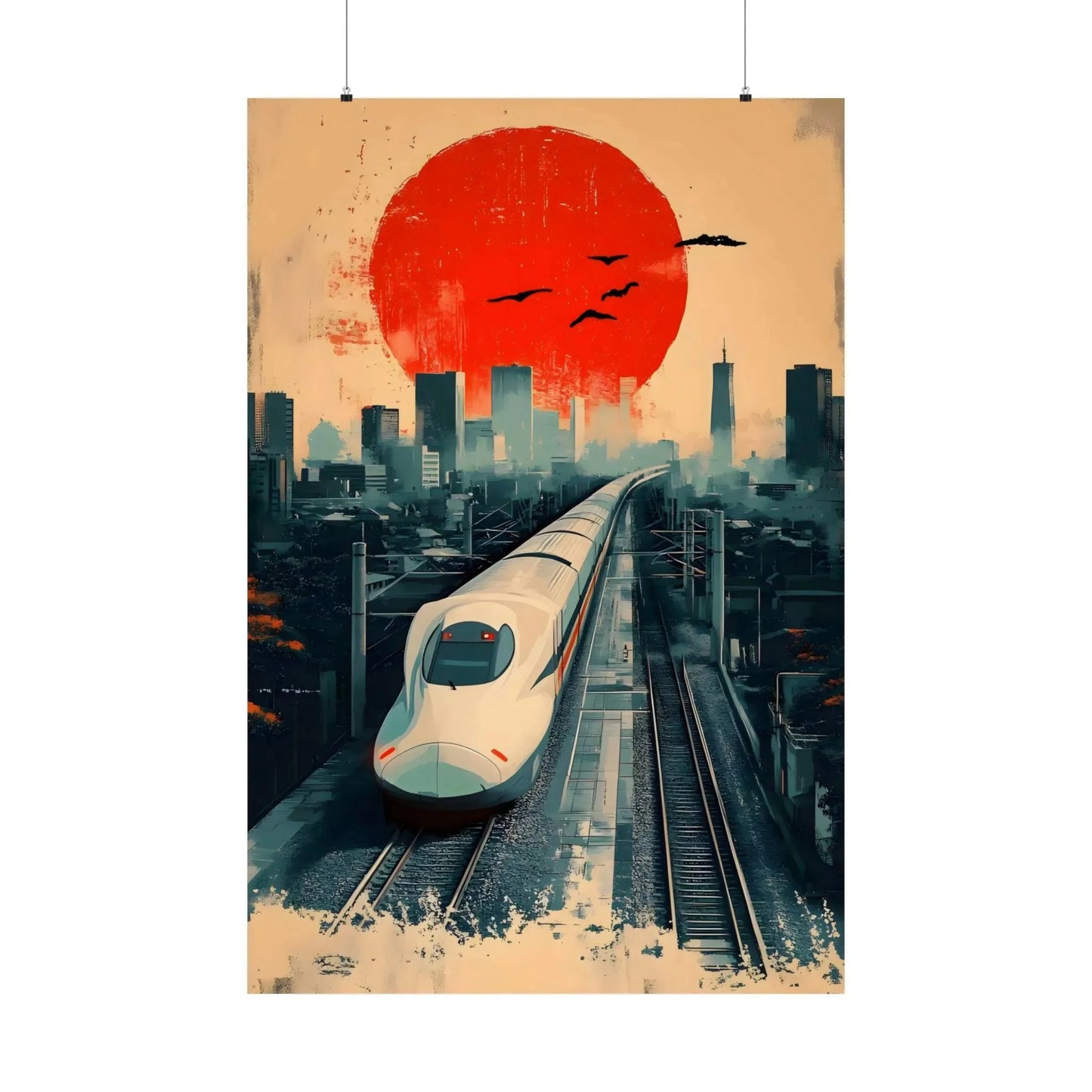 Retro Japanese Railway Canvas Print | Tokyo Rainy Night Wall Art