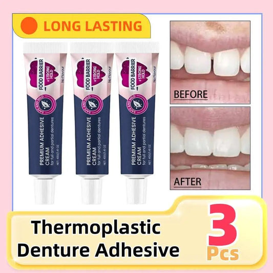 3-Pack Long-Lasting Denture Adhesive | All-Day Secure Fit Denture Adhesive Peaceful Pleasures Health and Wellness